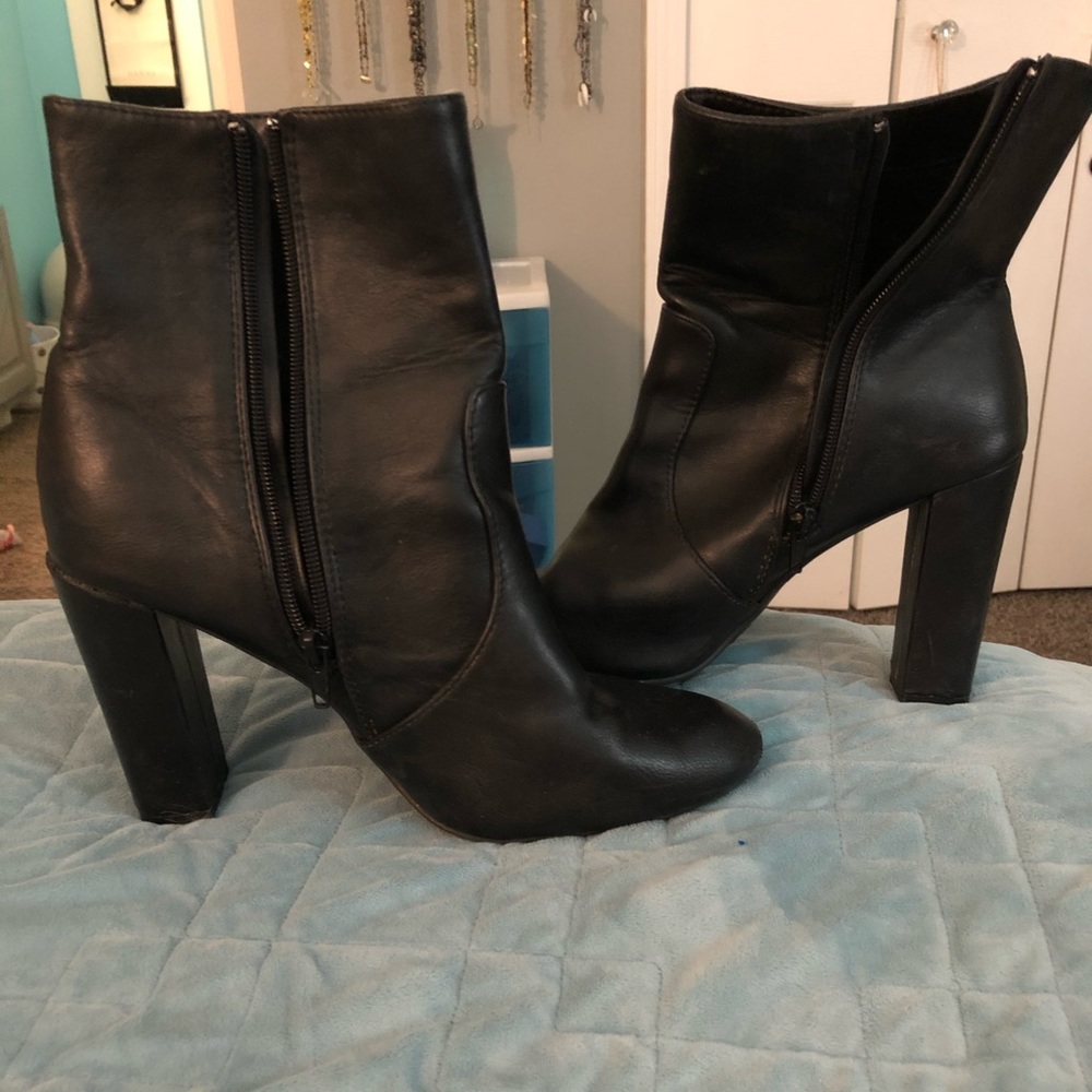 Black fake leather booties size 8.5